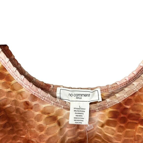 No Comment Crop Tank Top Stretch Scoop Neck Textured Copper Orange Women Size L - Picture 3 of 5